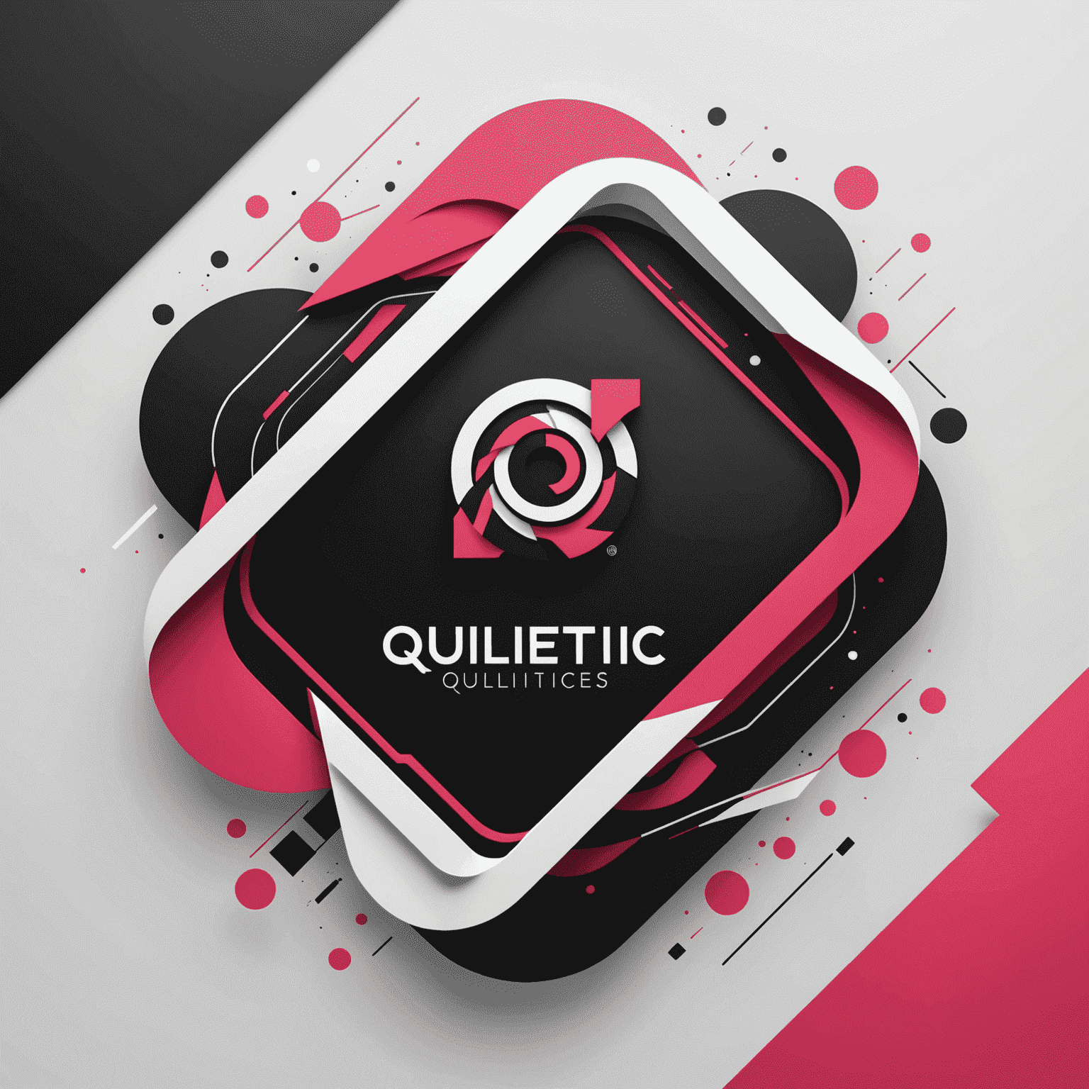 Qulibetics logo featuring a modern, abstract design incorporating red, pink, black, and white elements