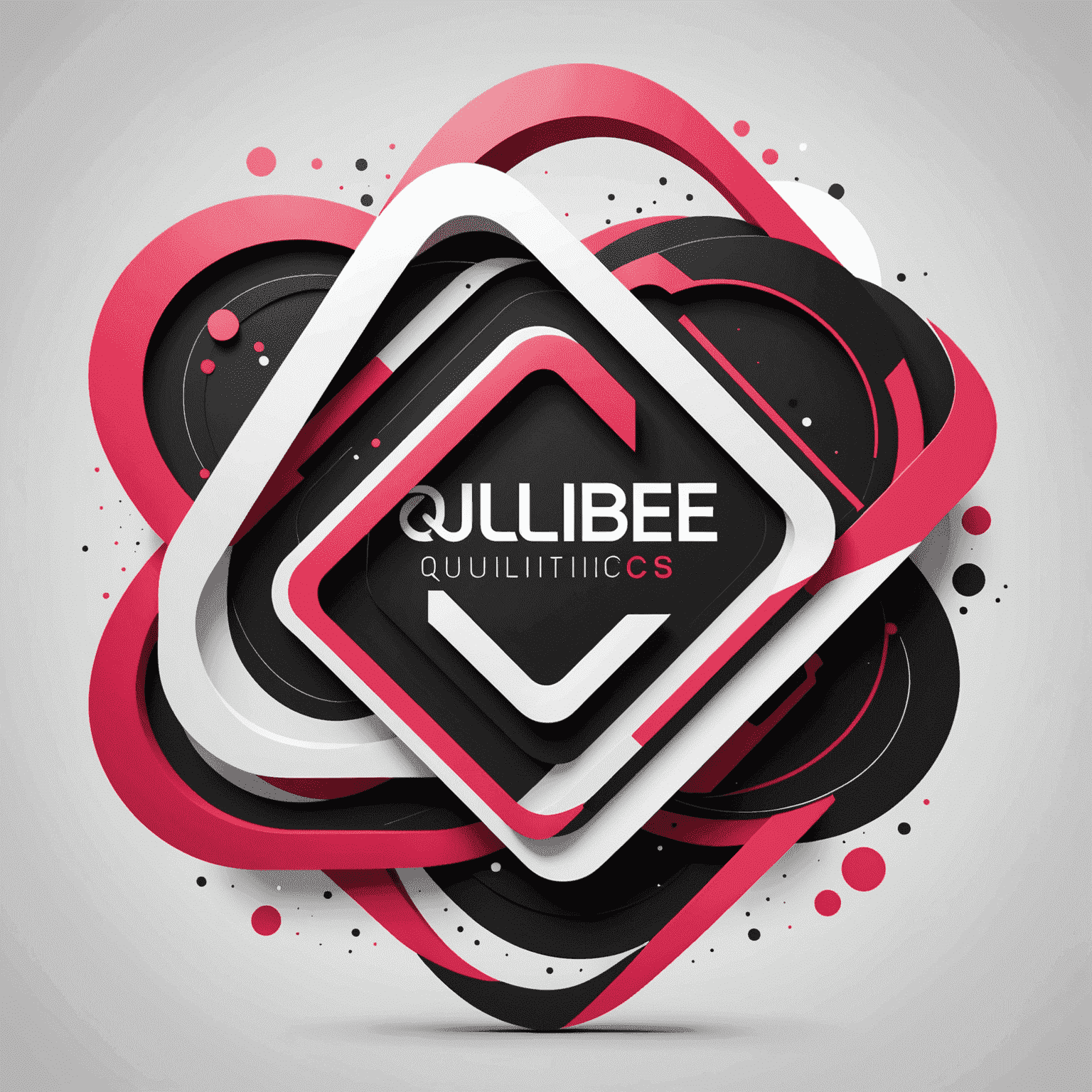 Qulibetics logo featuring a modern, abstract design incorporating red, pink, black, and white elements