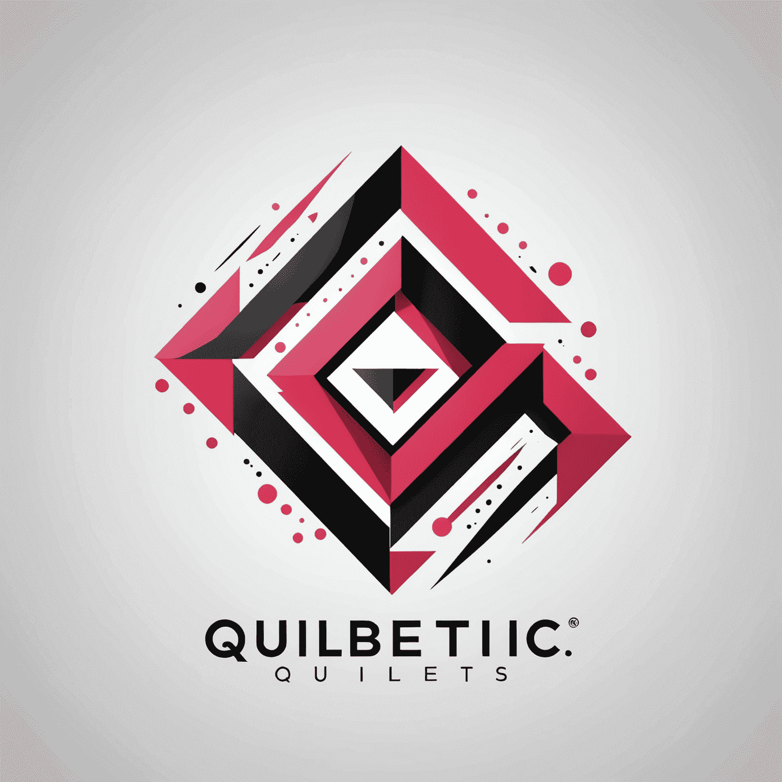 Qulibetics logo featuring a modern, abstract design incorporating red, pink, black, and white elements