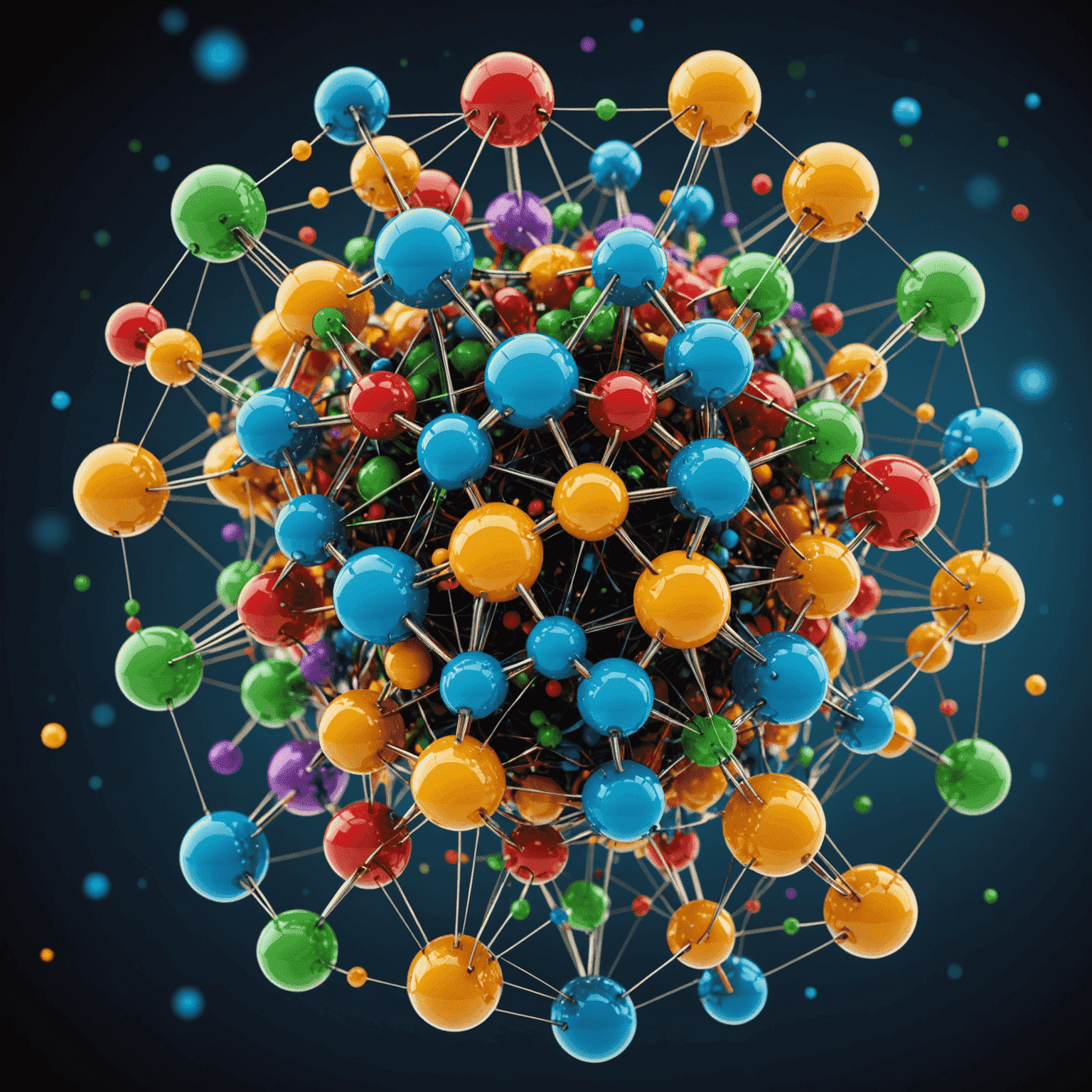 Visual representation of quantum computing breakthrough, showing interconnected qubits and complex data structures in vibrant colors