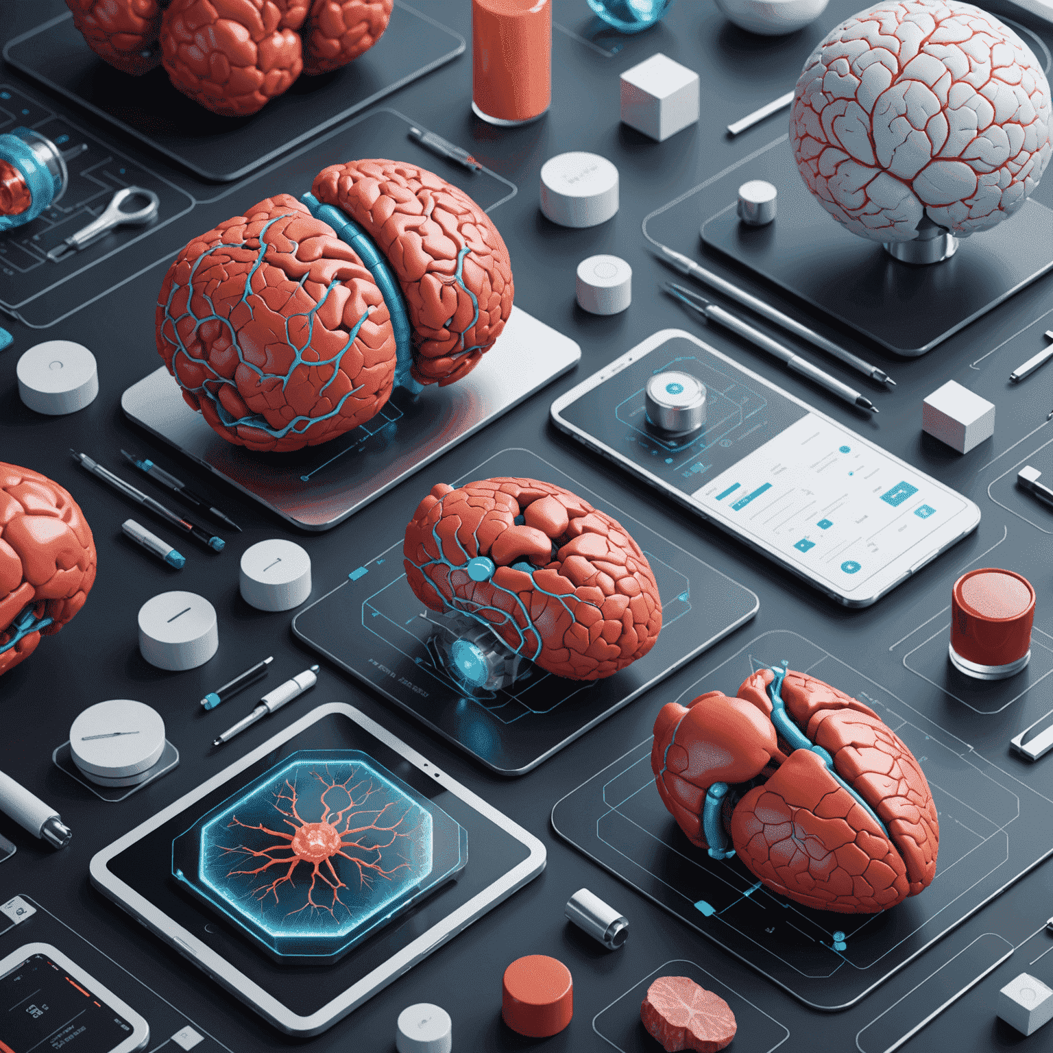 Illustration of qubetics application in healthcare, showing 3D models of human organs and quantum-based diagnostic tools